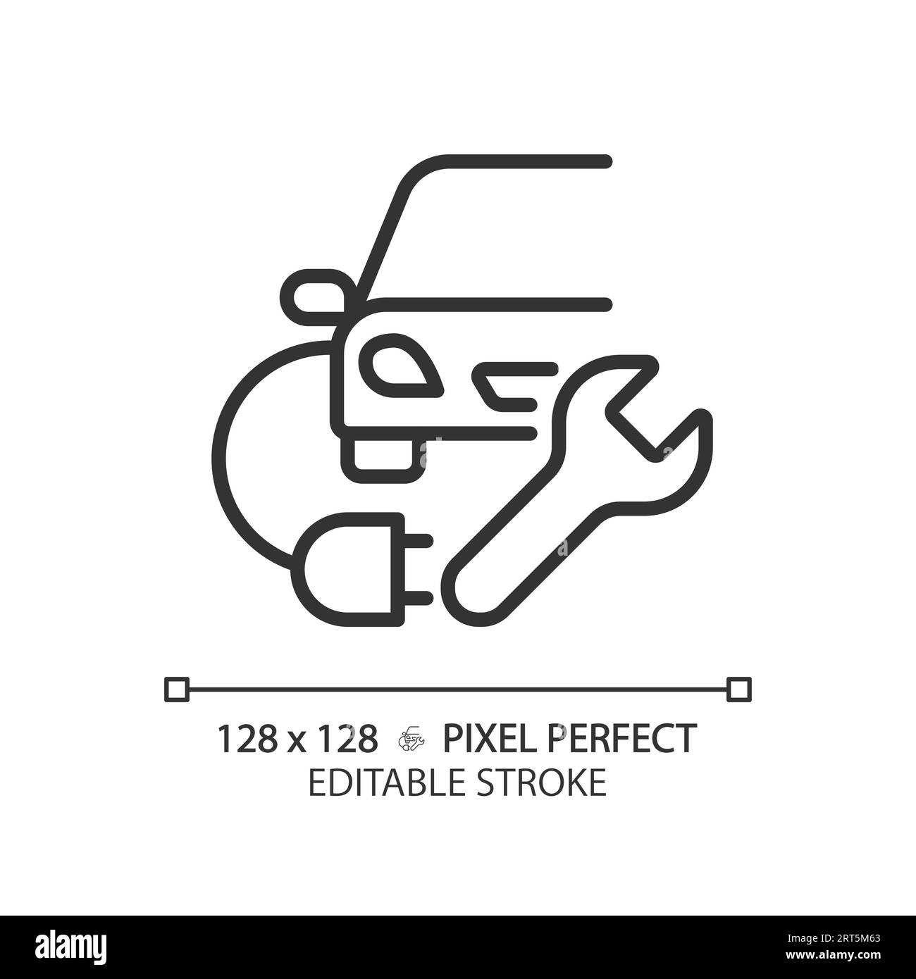 2D customizable thin line black electric car charging icon Stock Vector