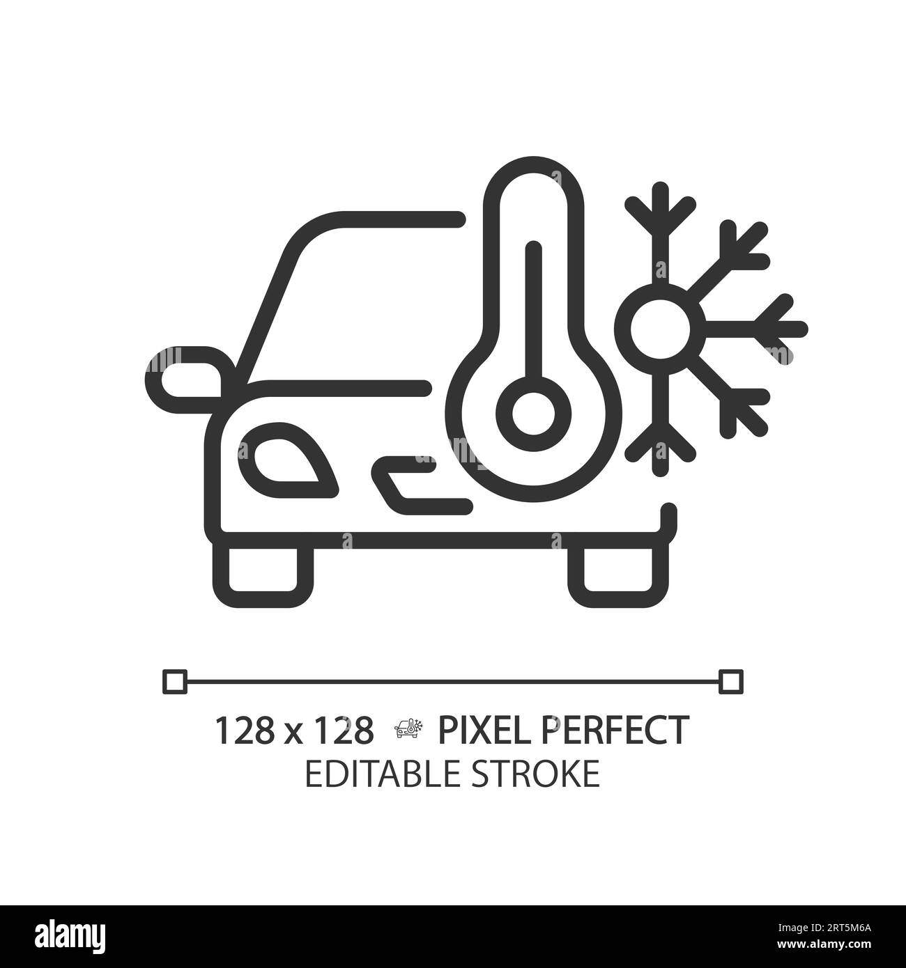 2D customizable thin line black car air conditioner icon Stock Vector