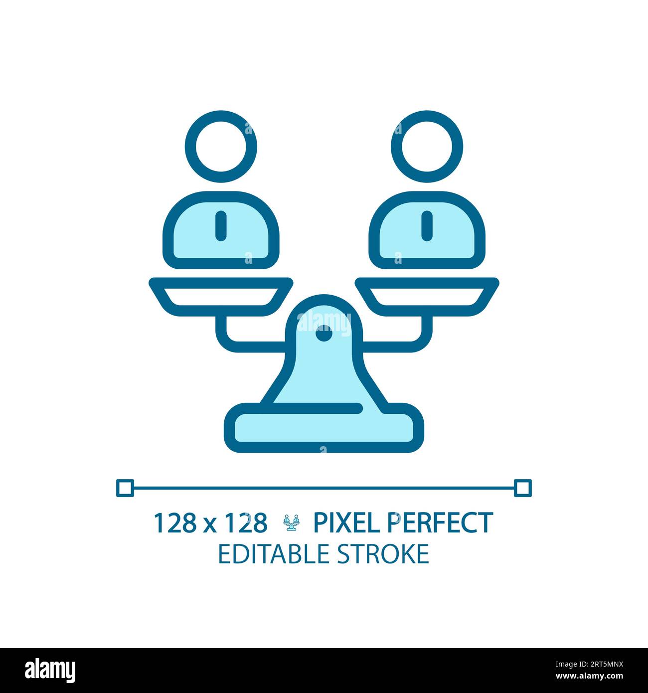 2D customizable thin line blue people on weight scale icon Stock Vector