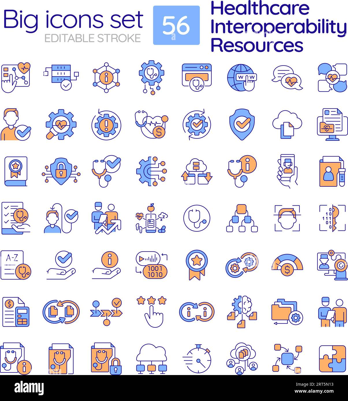 Editable colorful big icons set for online therapy Stock Vector Image ...