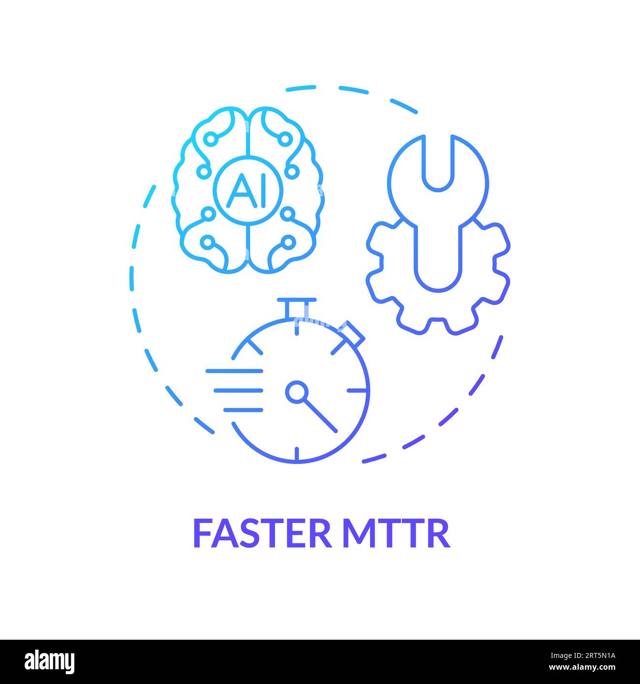 2D thin linear gradient faster MTTR icon Stock Vector