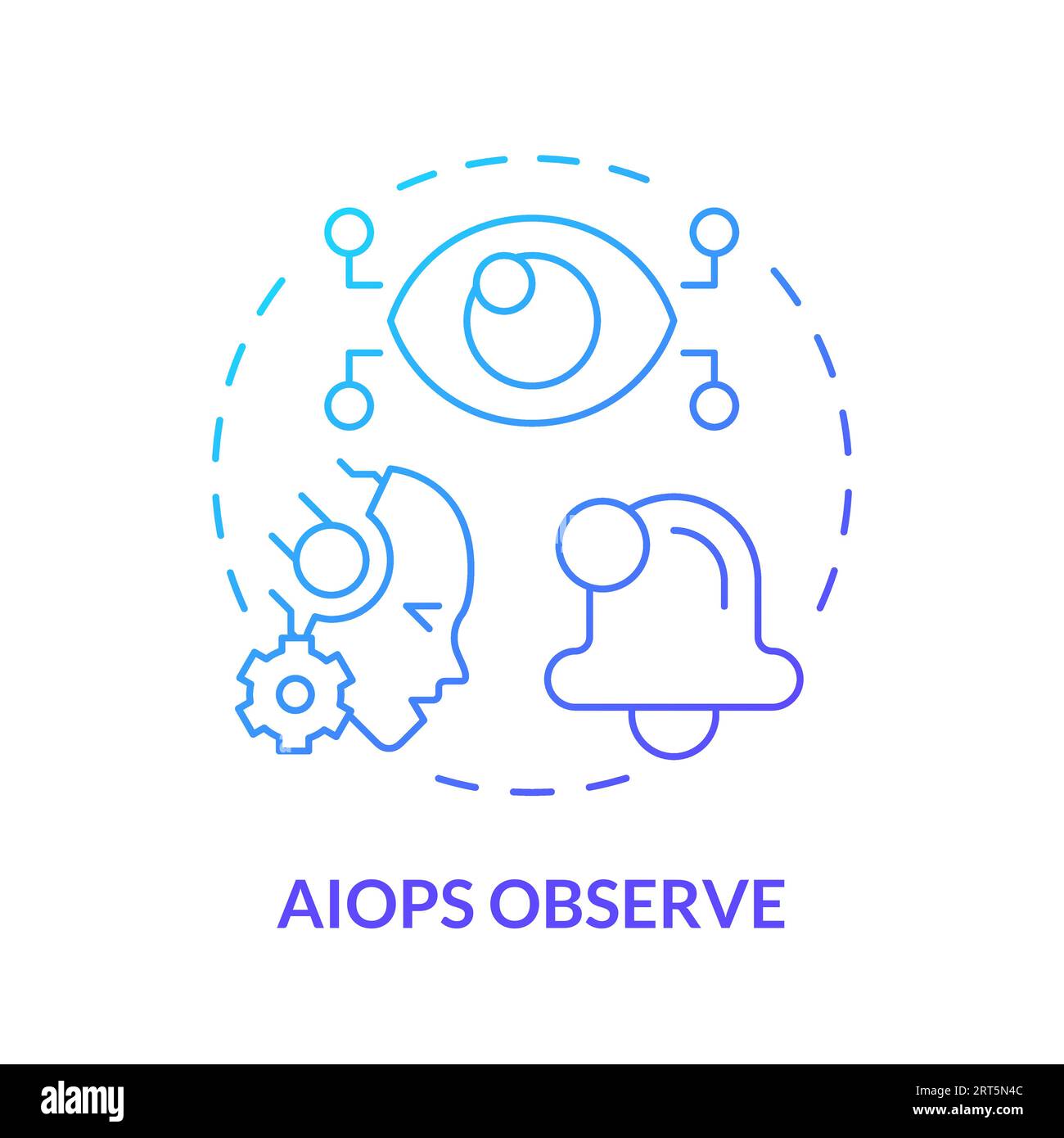 2D thin linear gradient AI ops observe icon Stock Vector