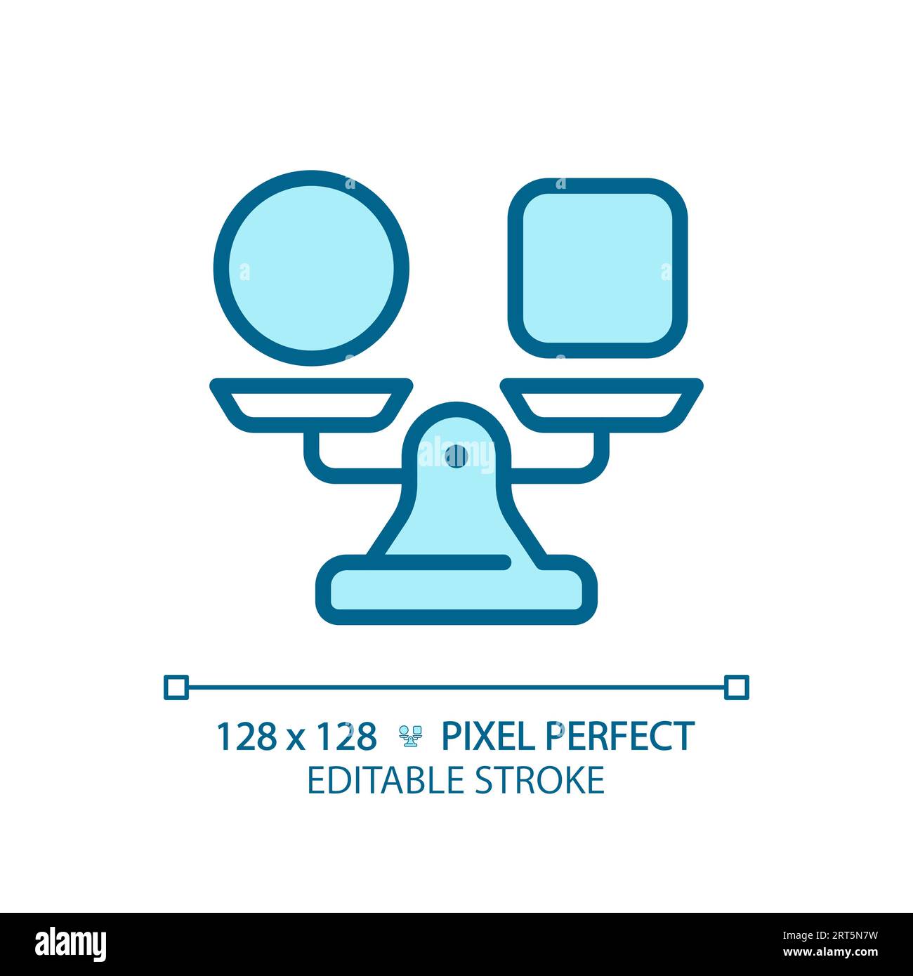 2D customizable thin line blue shapes on weight scale icon Stock Vector