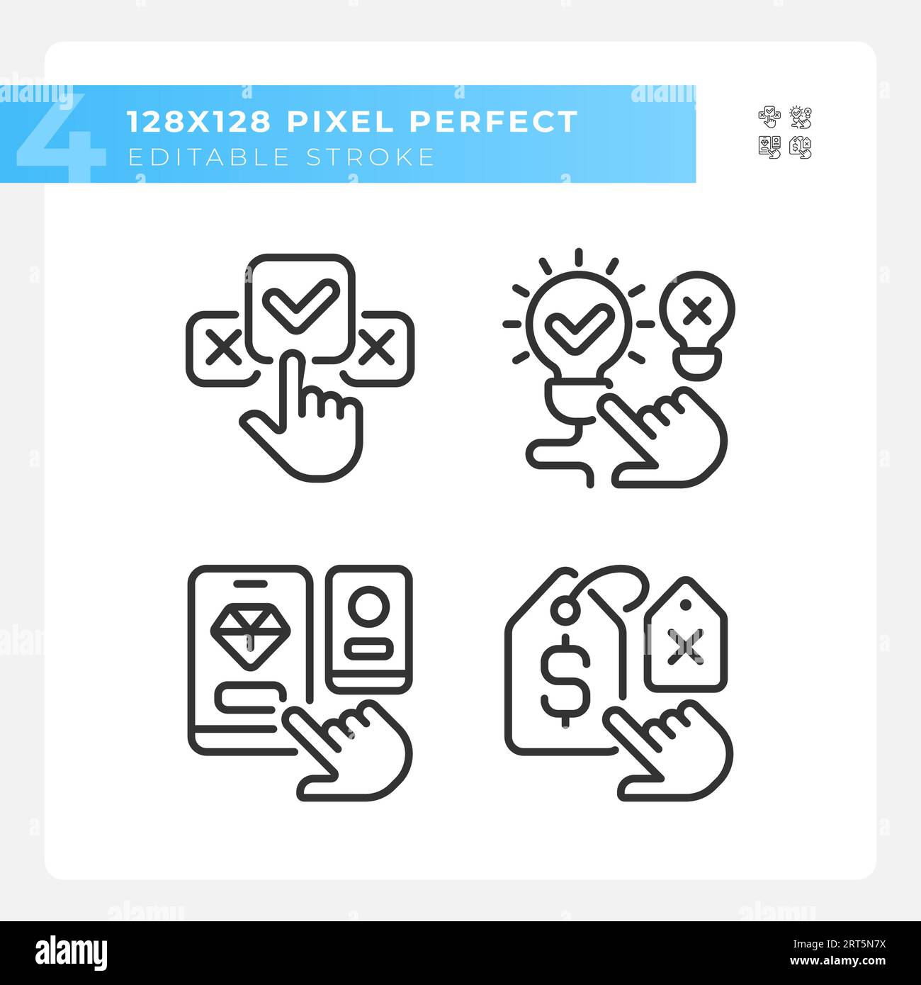 Pixel perfect black comparisons line icons collection Stock Vector