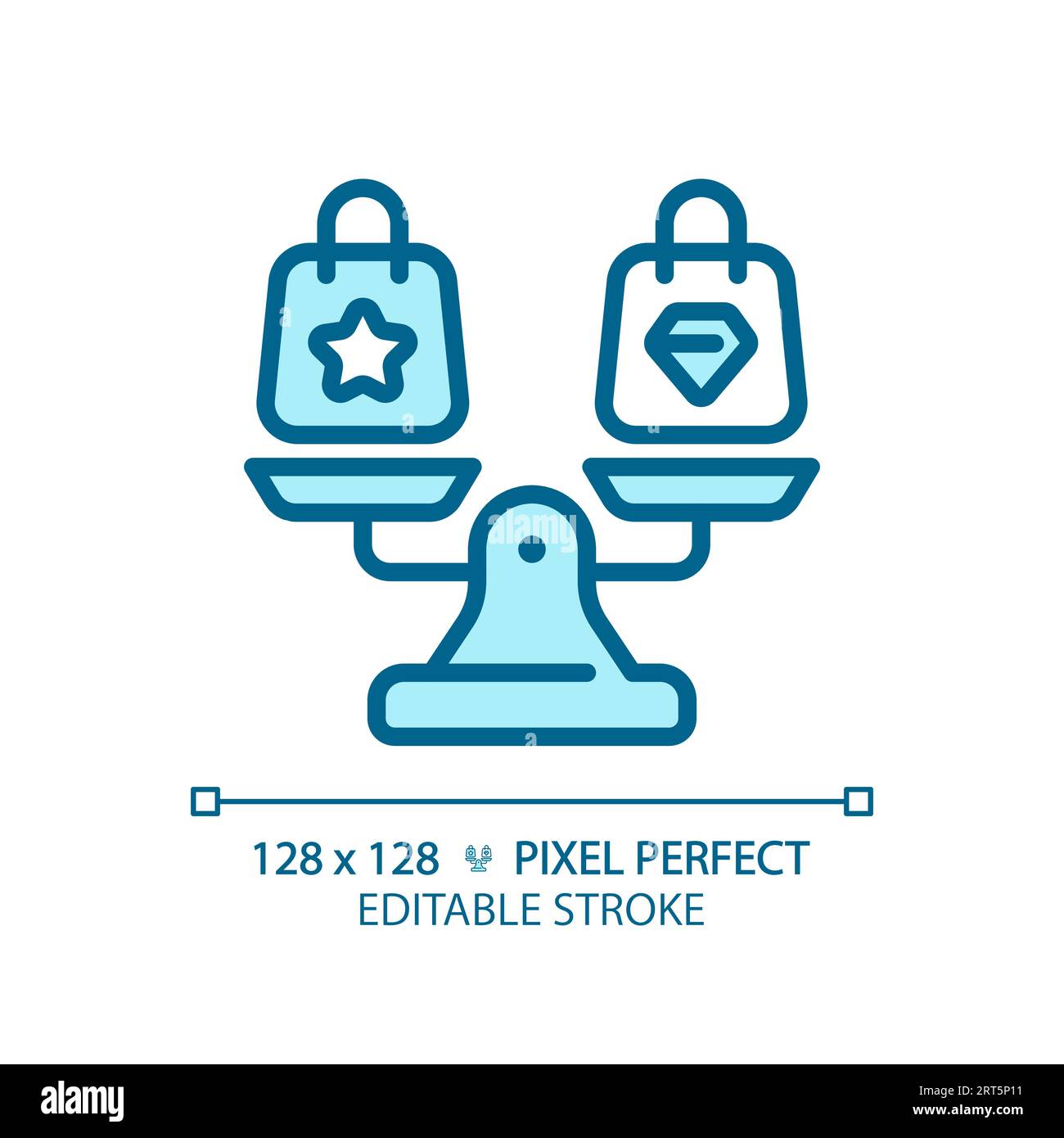 2D thin line blue shopping bags on weight scale icon Stock Vector Image ...