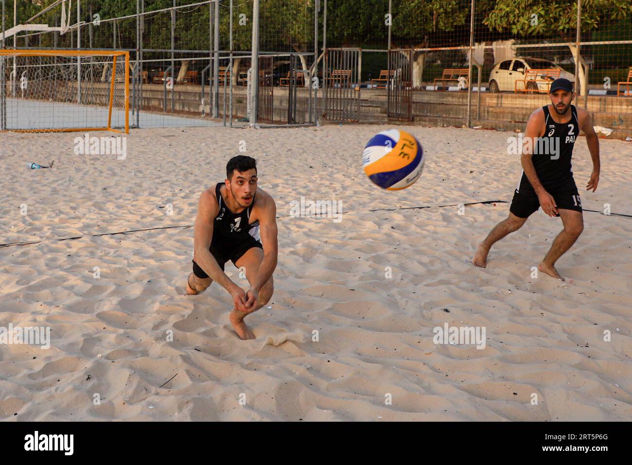 Gaza City. 7th Aug, 2023. Palestinian beach volleyball player Abdullah