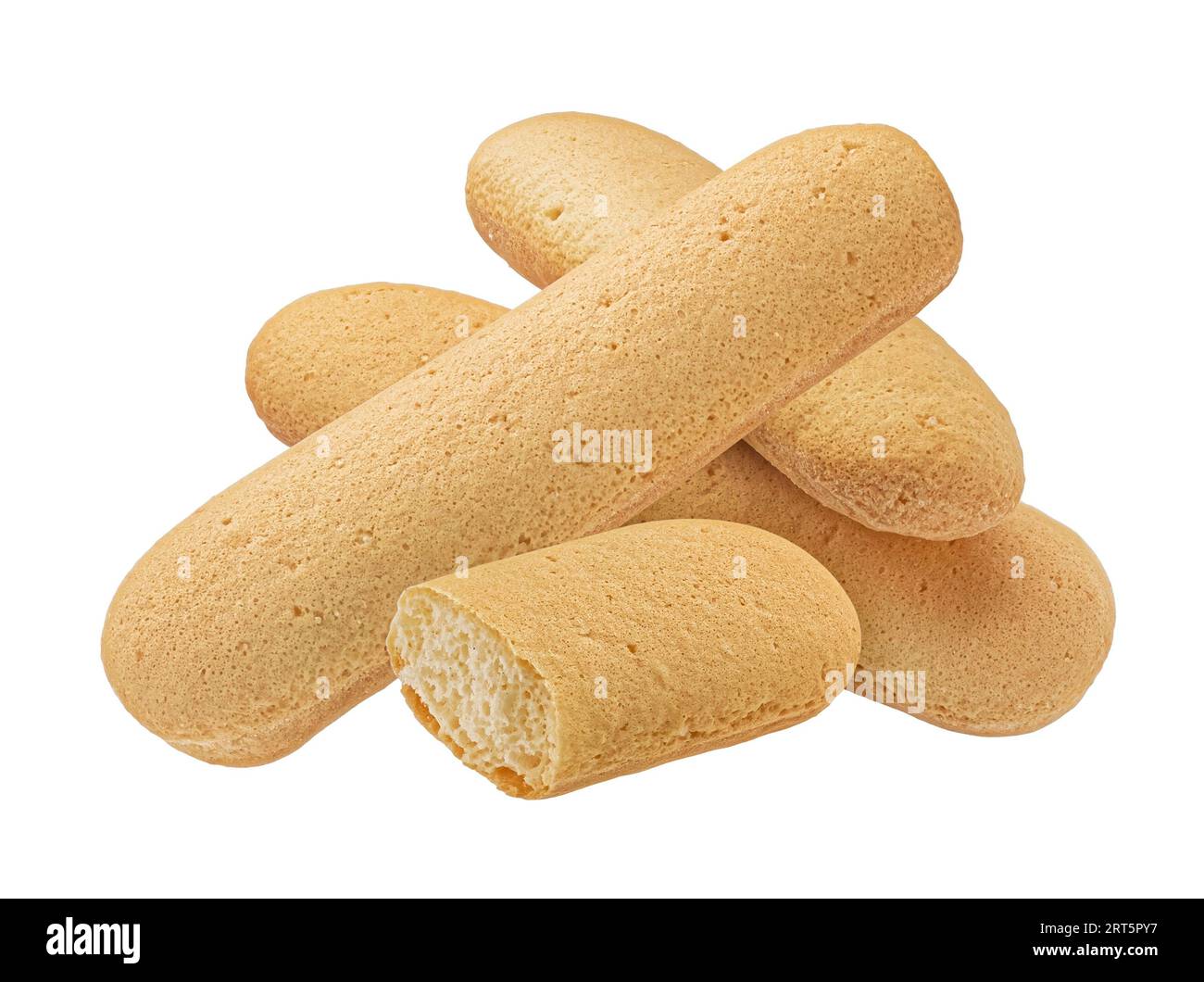 Italian savoiardi biscuits, ladyfinger cookies isolated on white