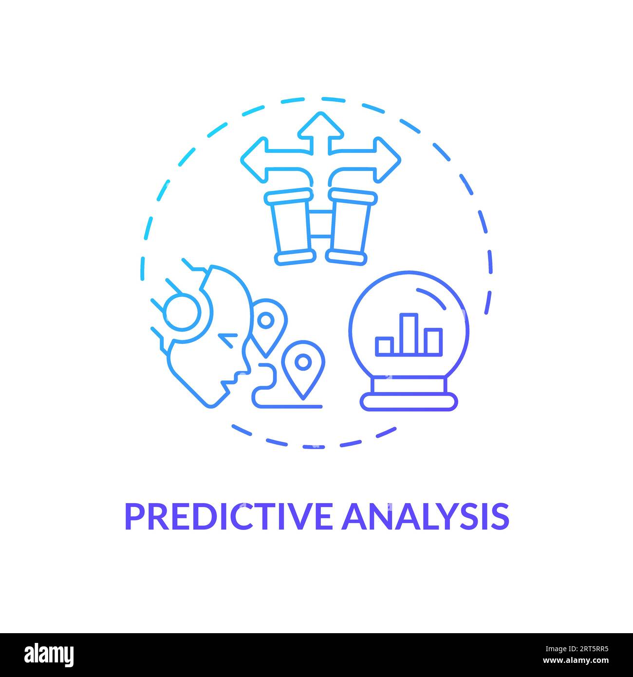 2D gradient predictive analysis line icon concept Stock Vector