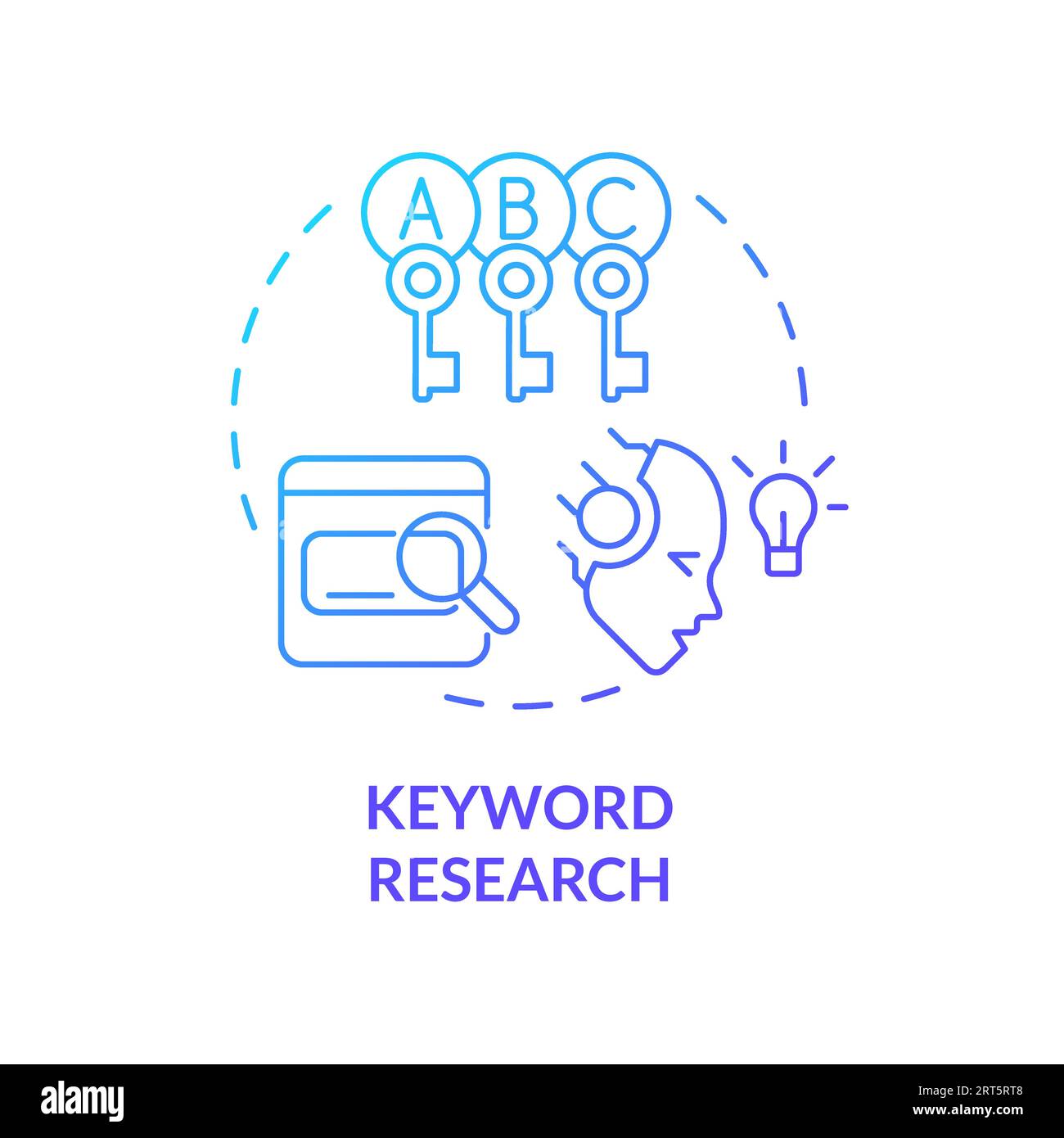 2D gradient keyword research line icon concept Stock Vector