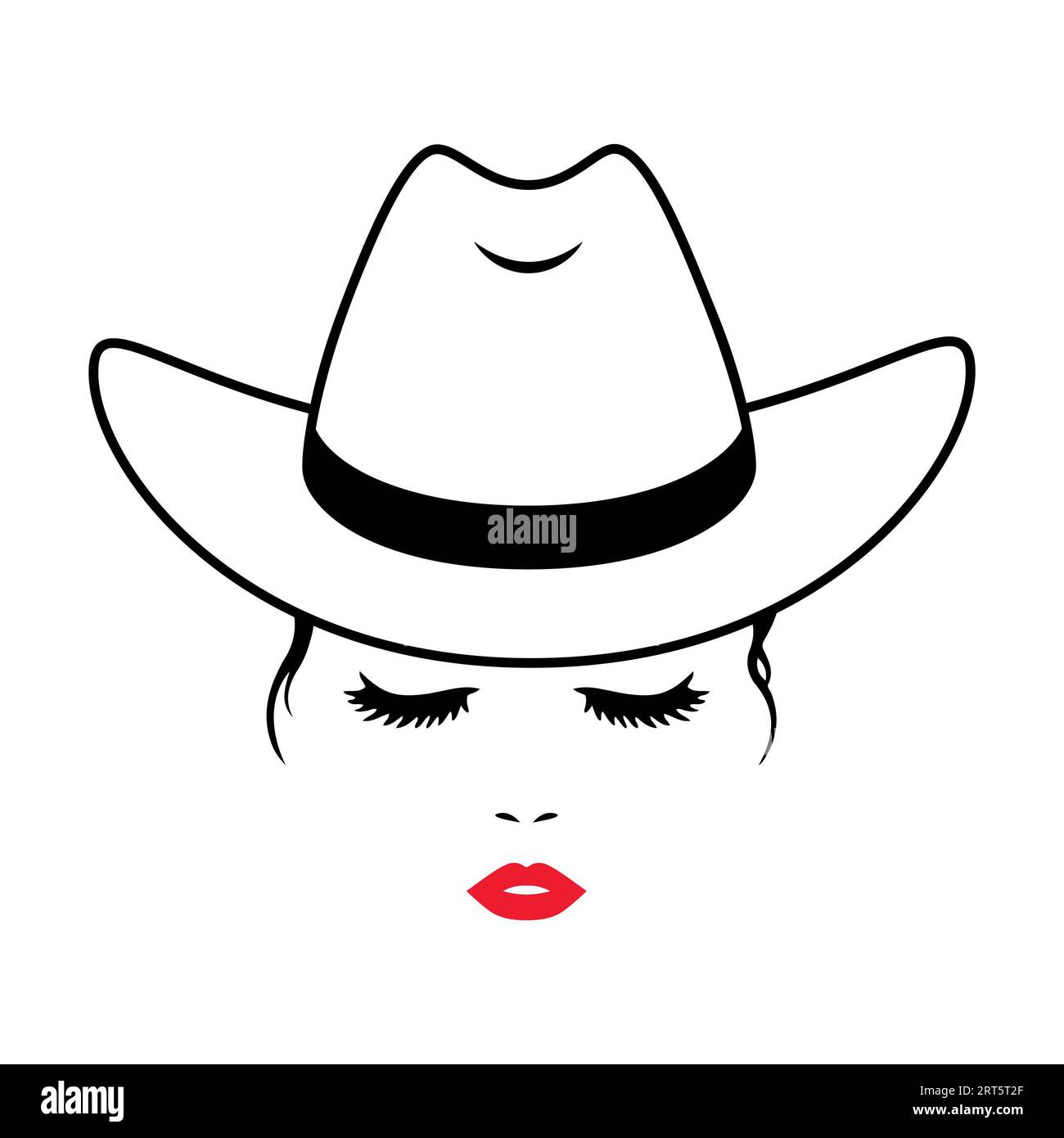 Cowgirl with cowboy hat on white background. Isolated illustration