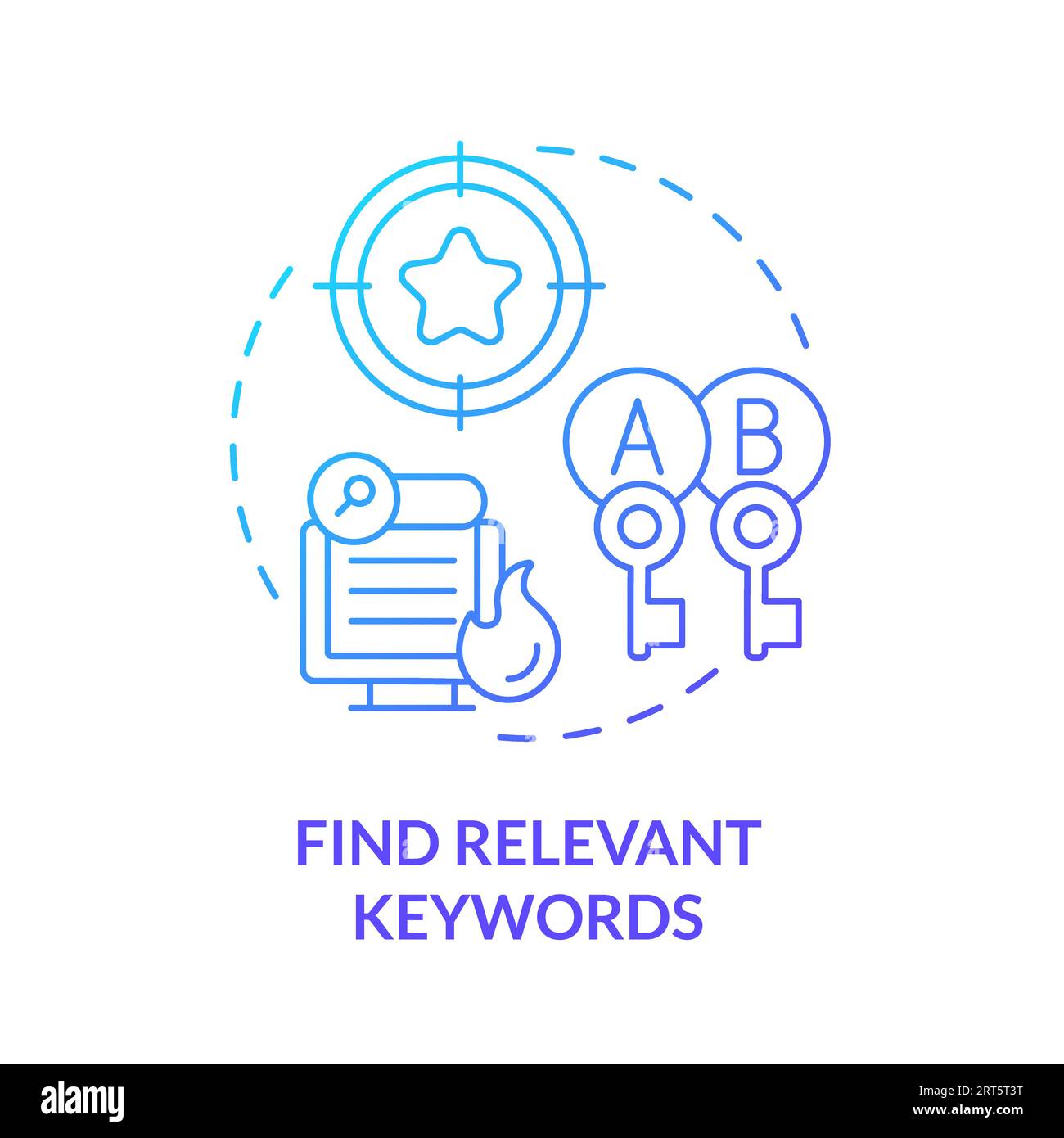 2D gradient find relevant keywords line icon concept Stock Vector