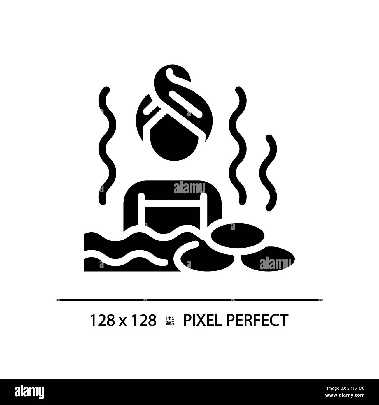 Pixel perfect hot water bath glyph style black icon Stock Vector Image ...
