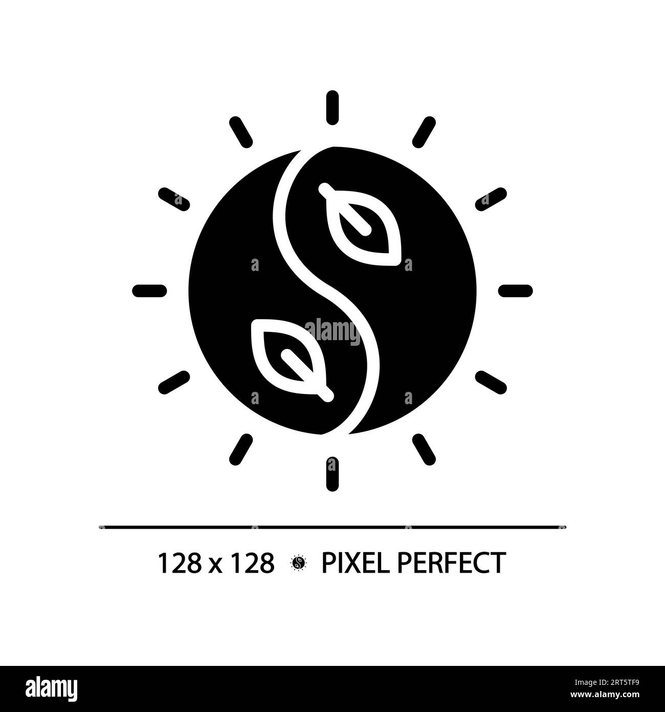 Pixel perfect yin and yang glyph style black icon Stock Vector Image ...