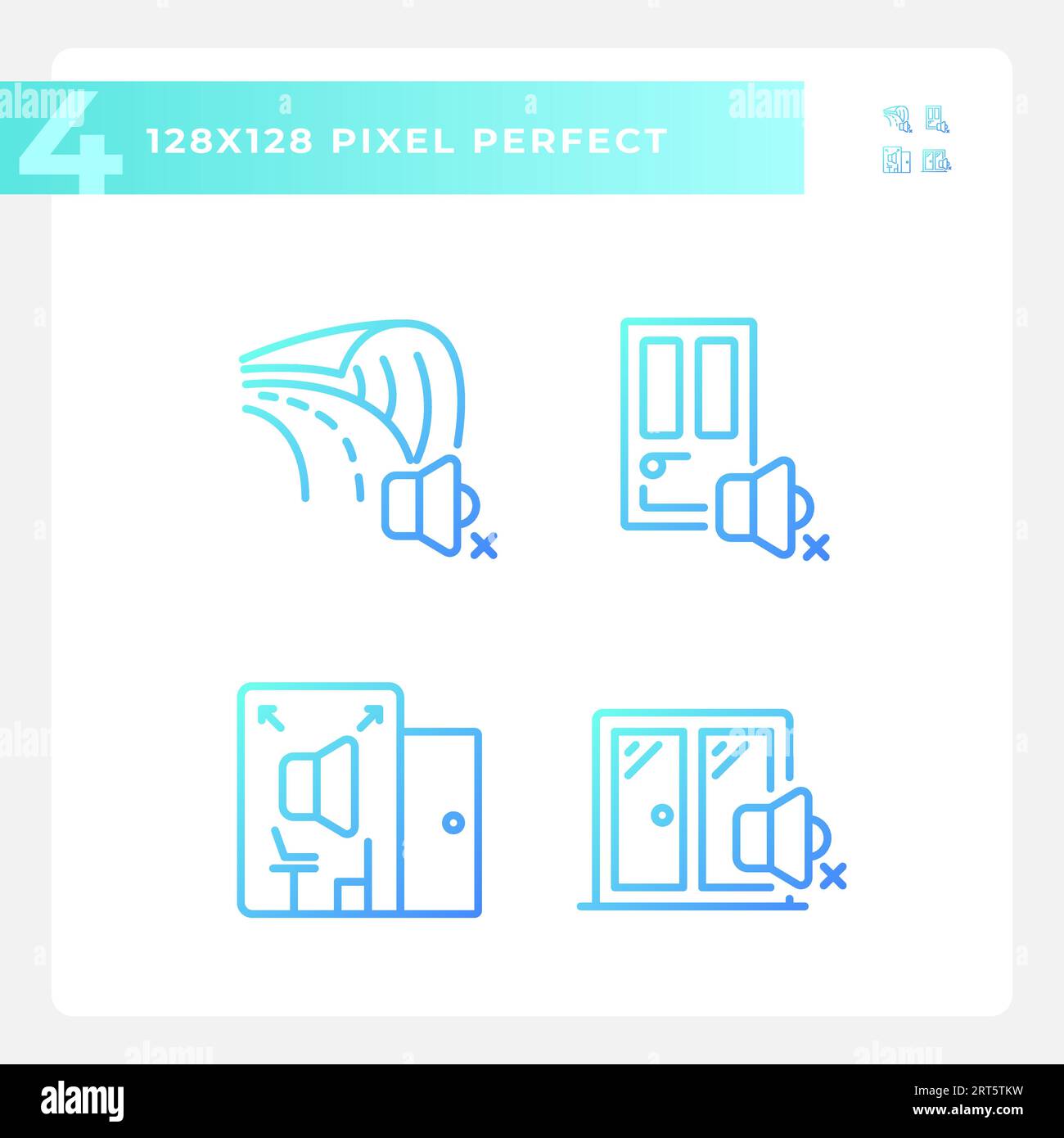 Pixel perfect soundproofing gradient line icons pack Stock Vector