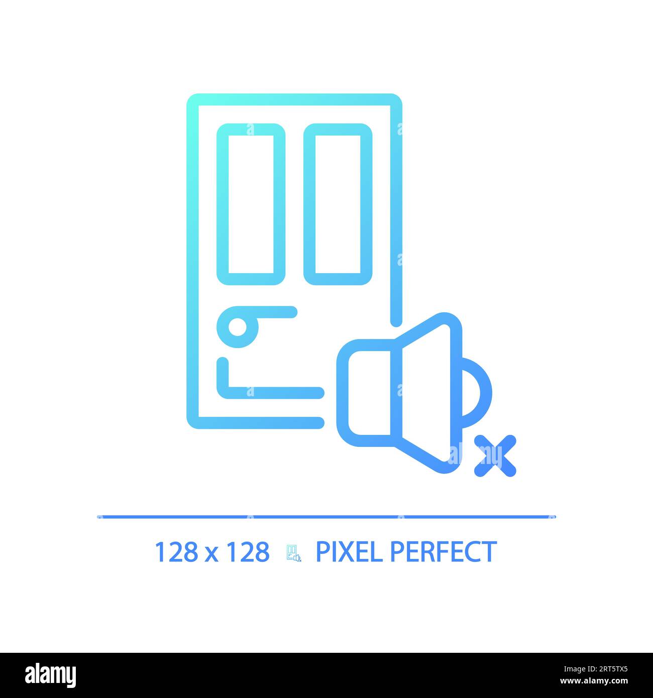 Pixel perfect soundproof door gradient thin linear icon Stock Vector