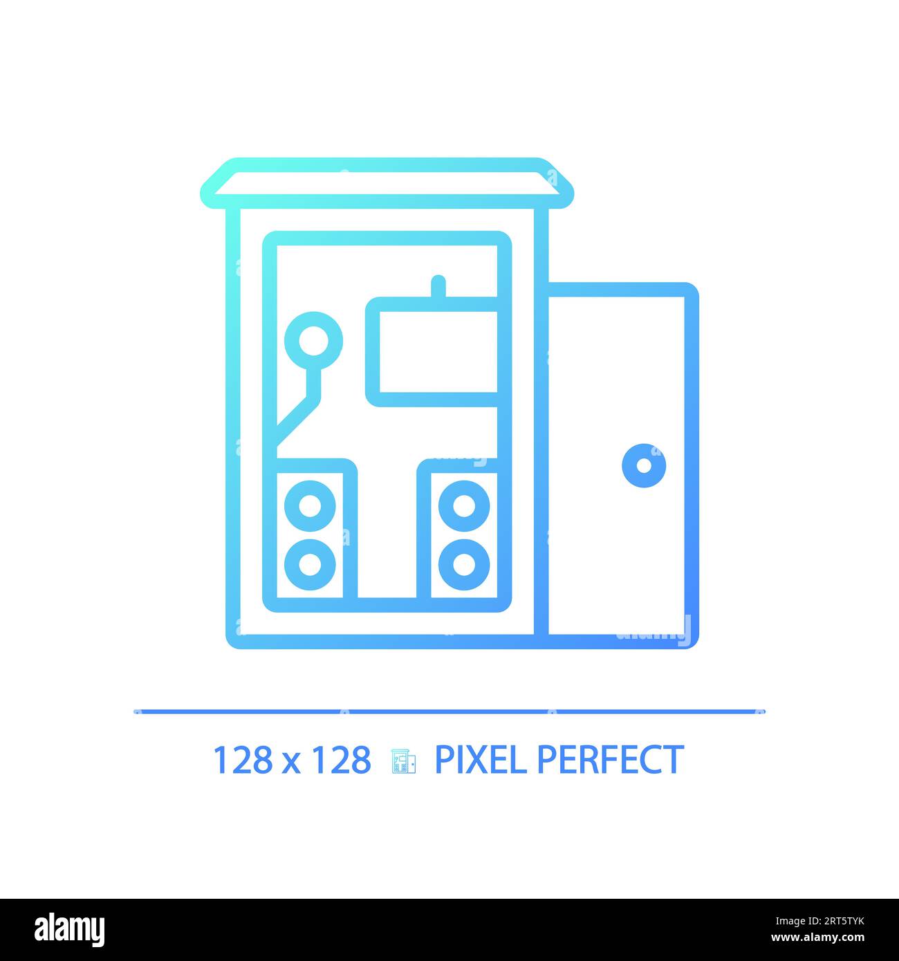 Pixel perfect soundproof music studio gradient thin icon Stock Vector