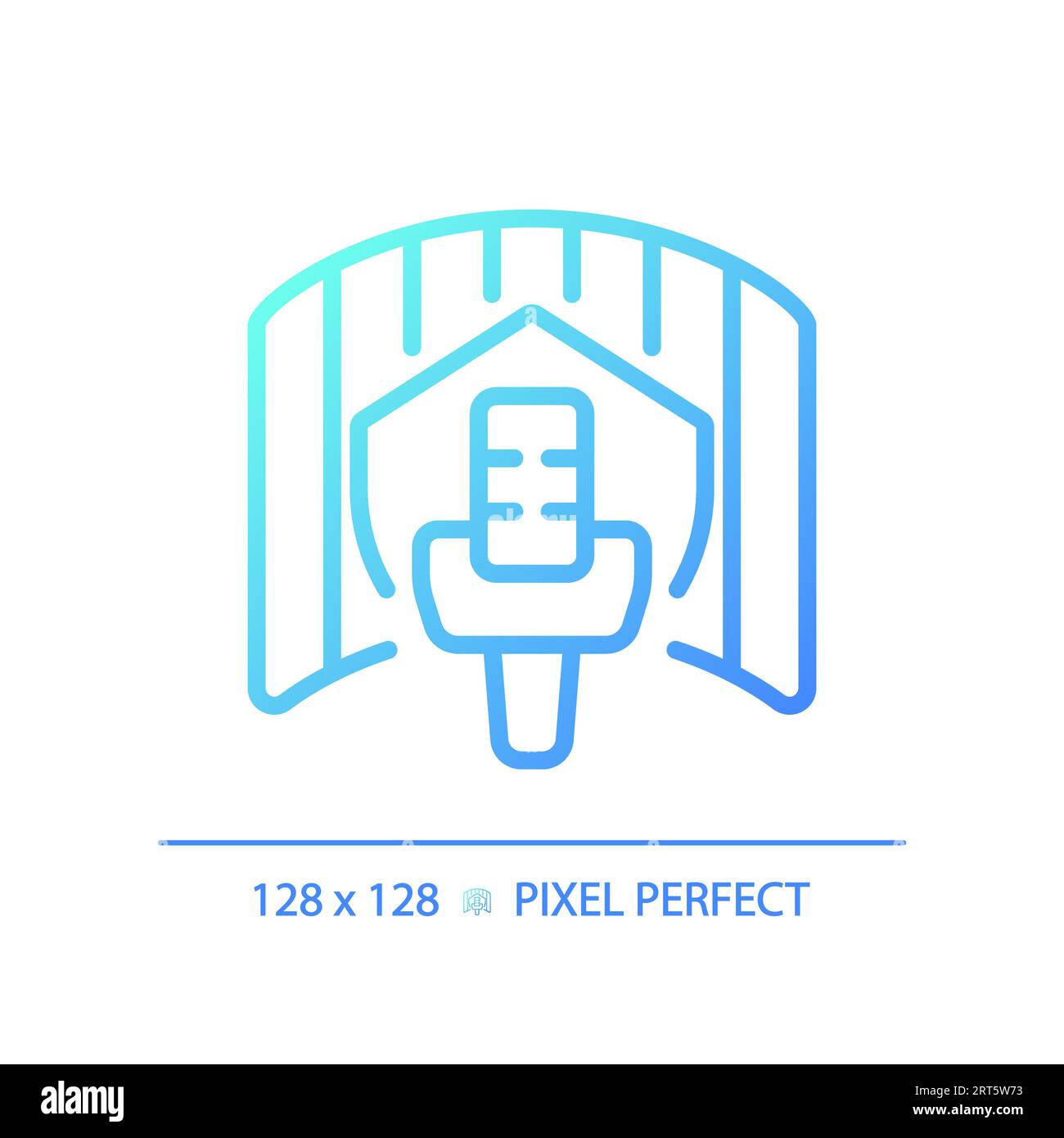 Pixel perfect soundproof studio gradient thin linear icon Stock Vector