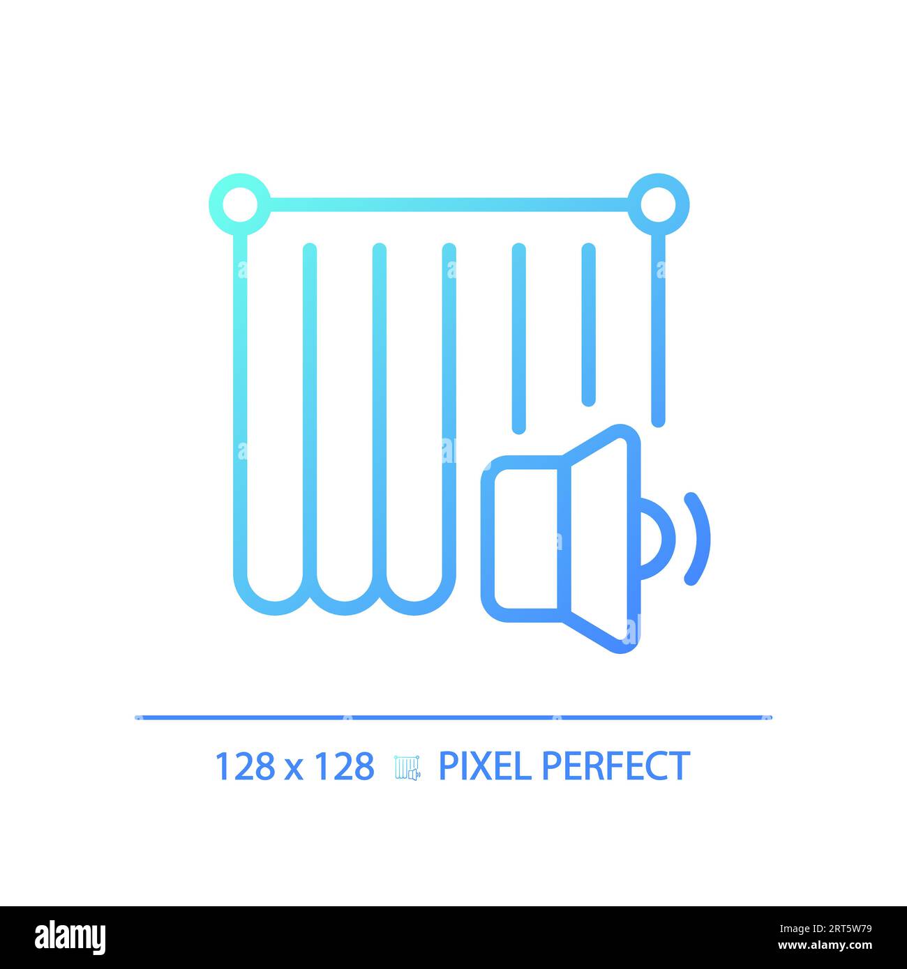 Pixel perfect soundproof curtain gradient thin linear icon Stock Vector