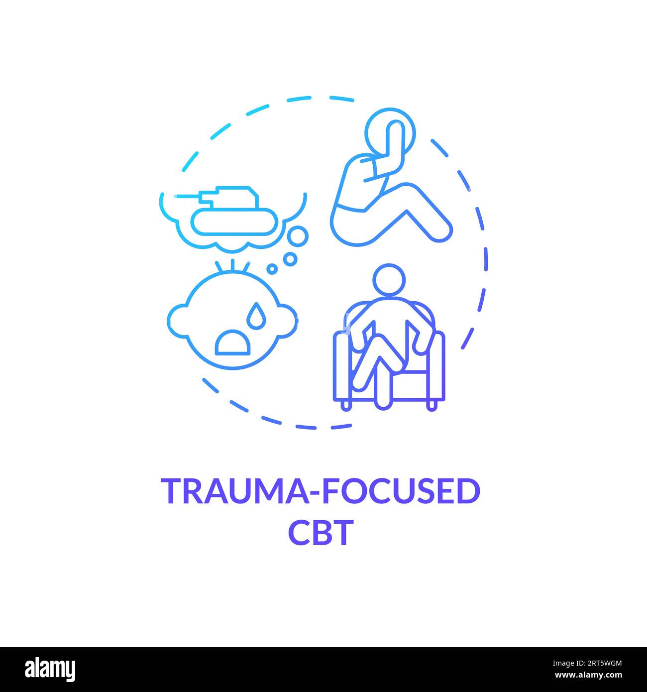2D trauma focused CBT gradient line icon concept Stock Vector