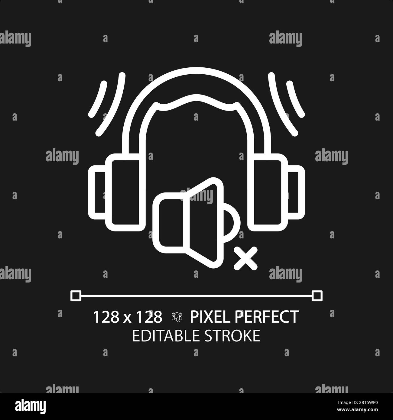 Customizable earmuffs white thin linear icon Stock Vector