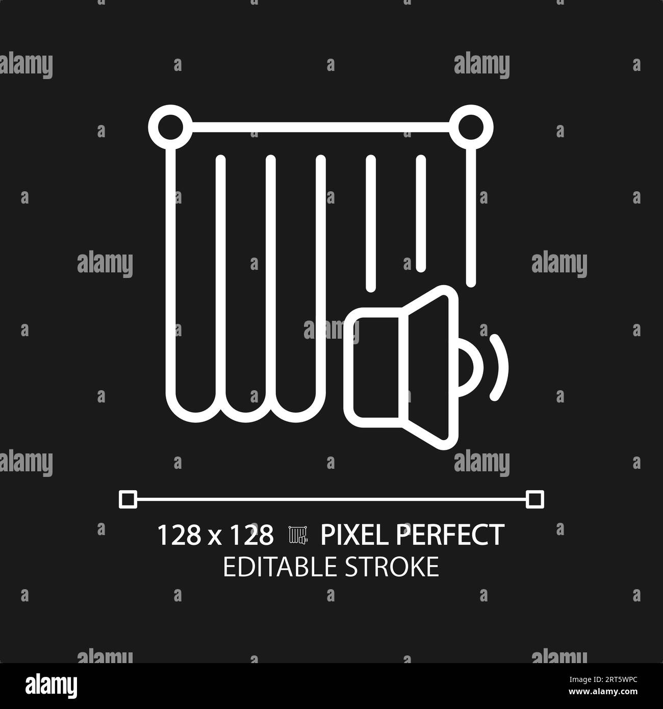 Customizable soundproof curtain white thin linear icon Stock Vector