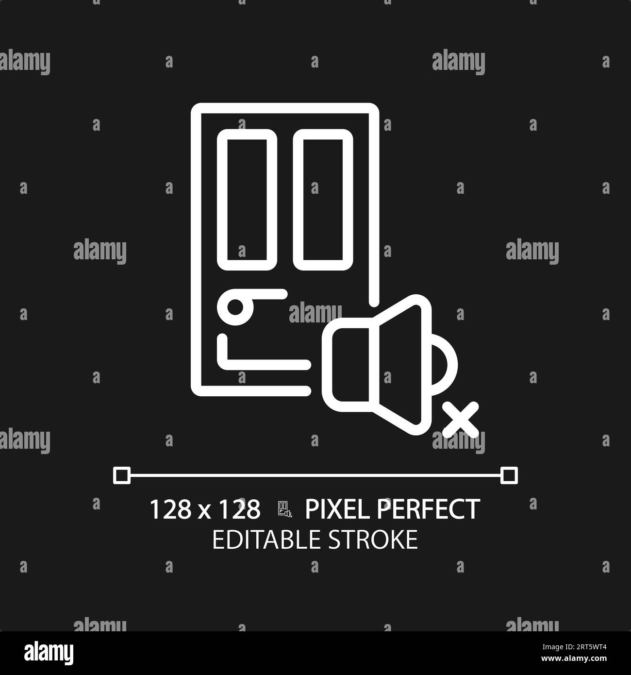 Customizable soundproof door white thin linear icon Stock Vector