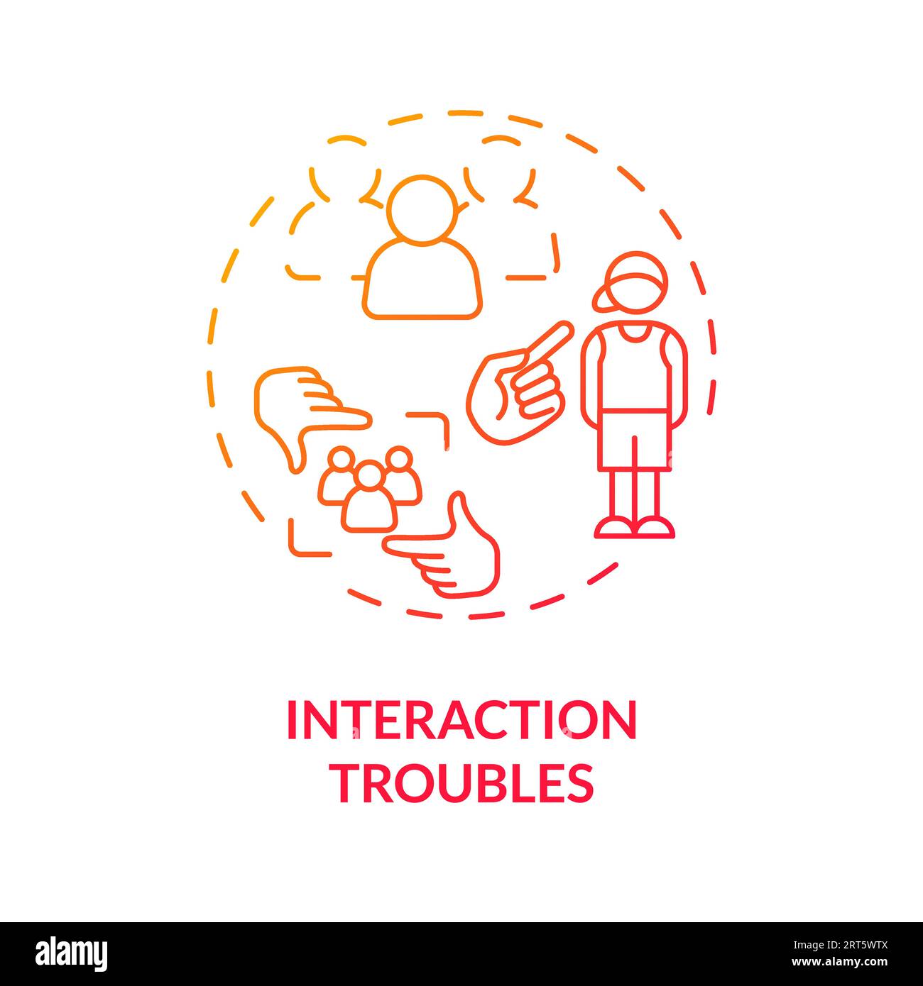 2D interaction troubles gradient line icon concept Stock Vector