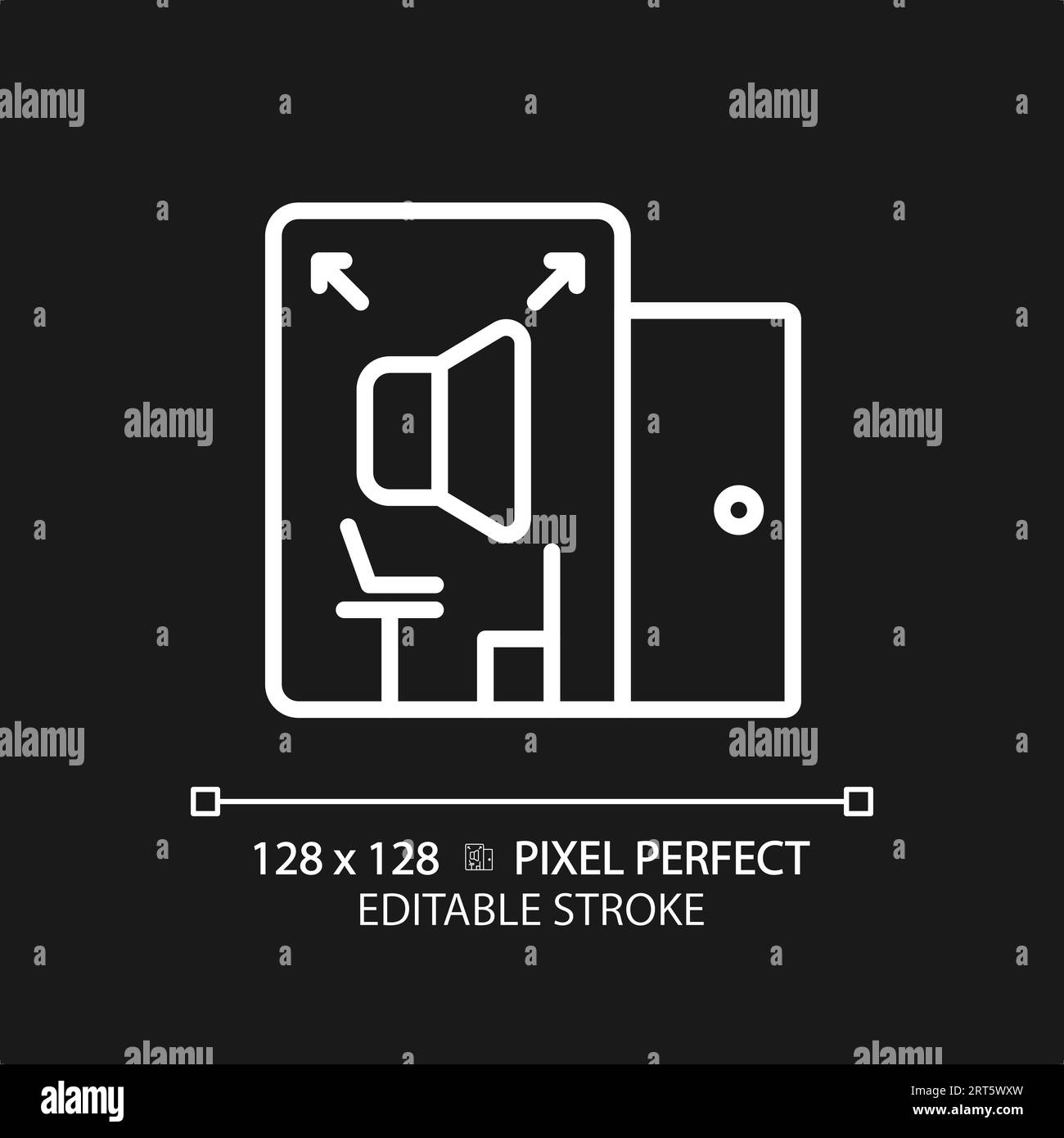 Customizable soundproof room white thin linear icon Stock Vector