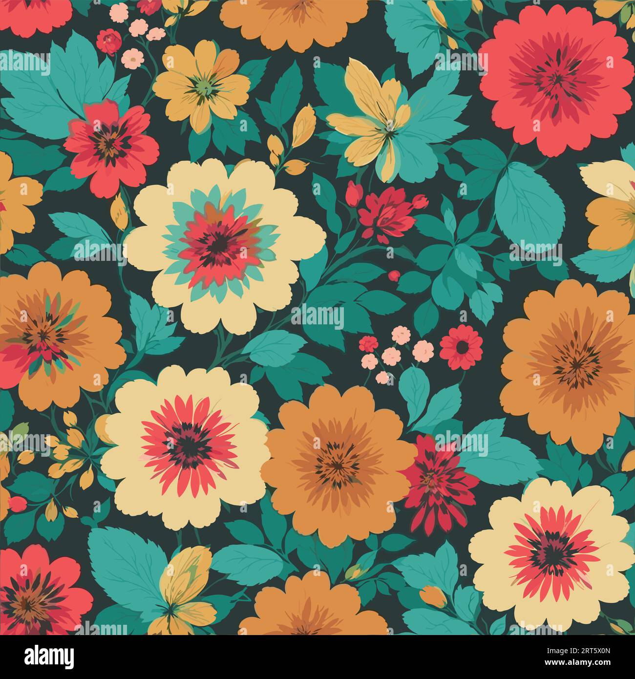 Colorful floral print background. Seamless floral pattern with bright ...