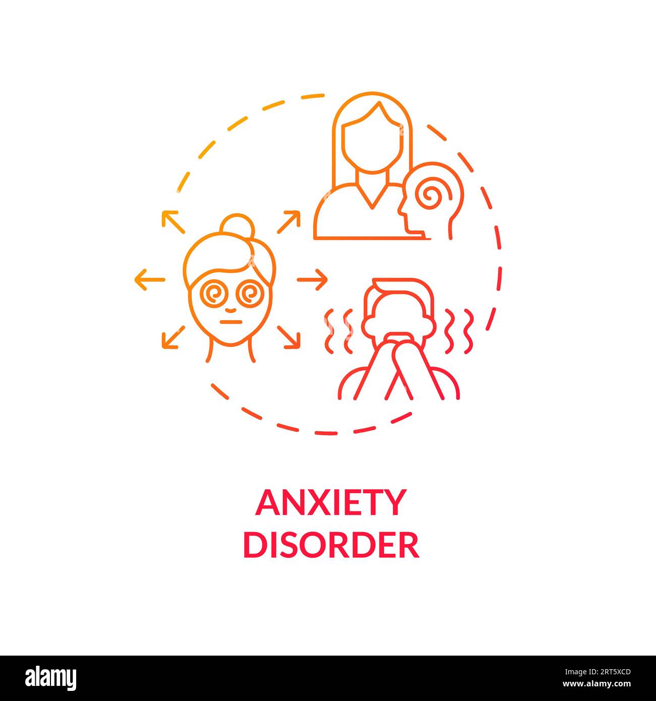 2D anxiety disorder gradient line icon concept Stock Vector