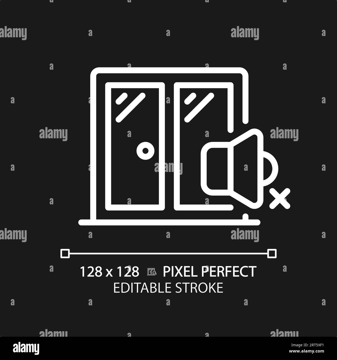 Customizable soundproof windows white thin linear icon Stock Vector