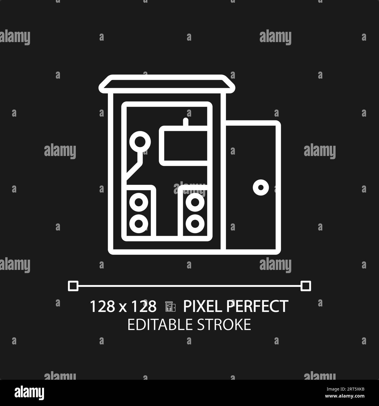 Customizable soundproof music studio white thin linear icon Stock Vector
