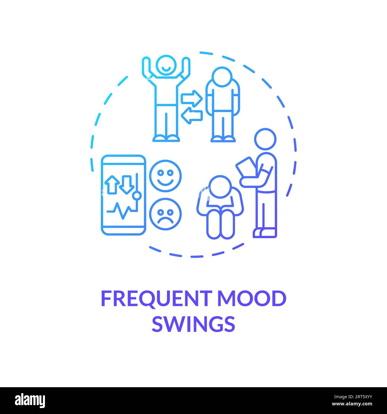 2D frequent mood swings gradient line icon concept Stock Vector