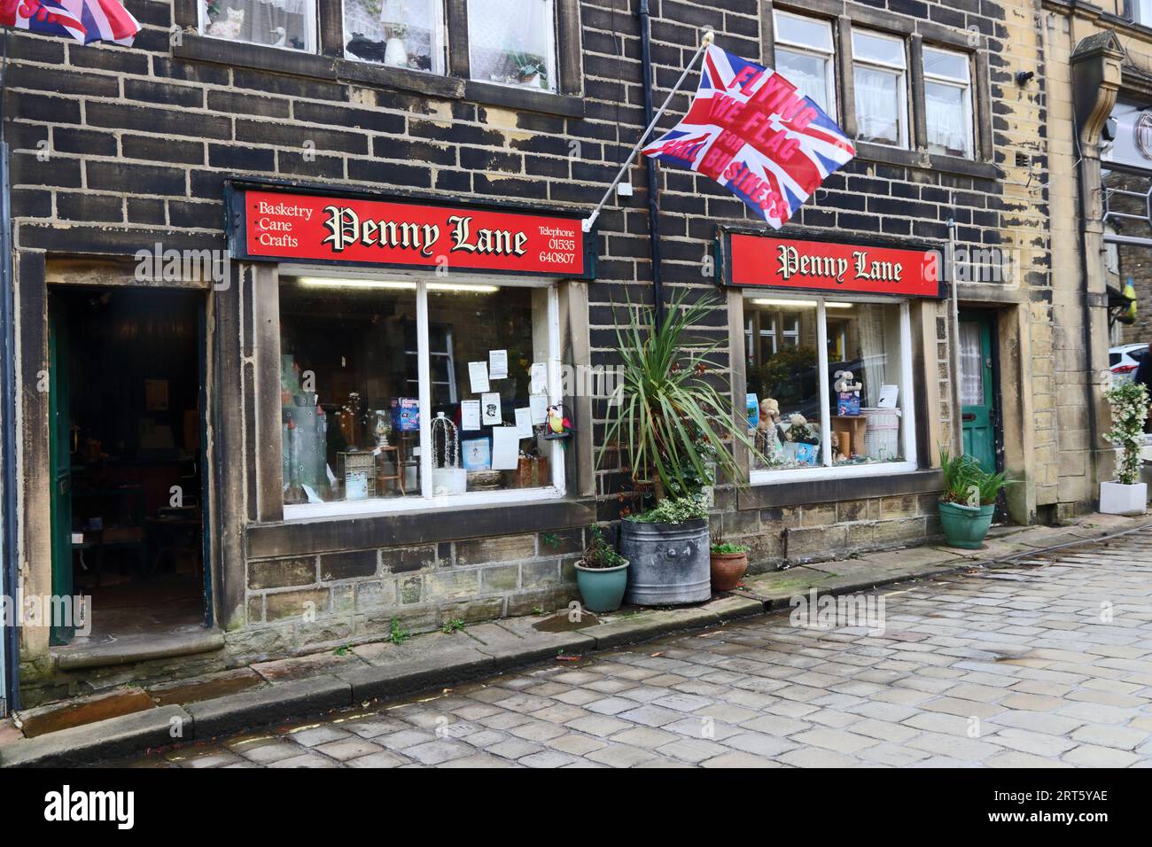 Penny Lane, crafts shop, Howarth Stock Photo