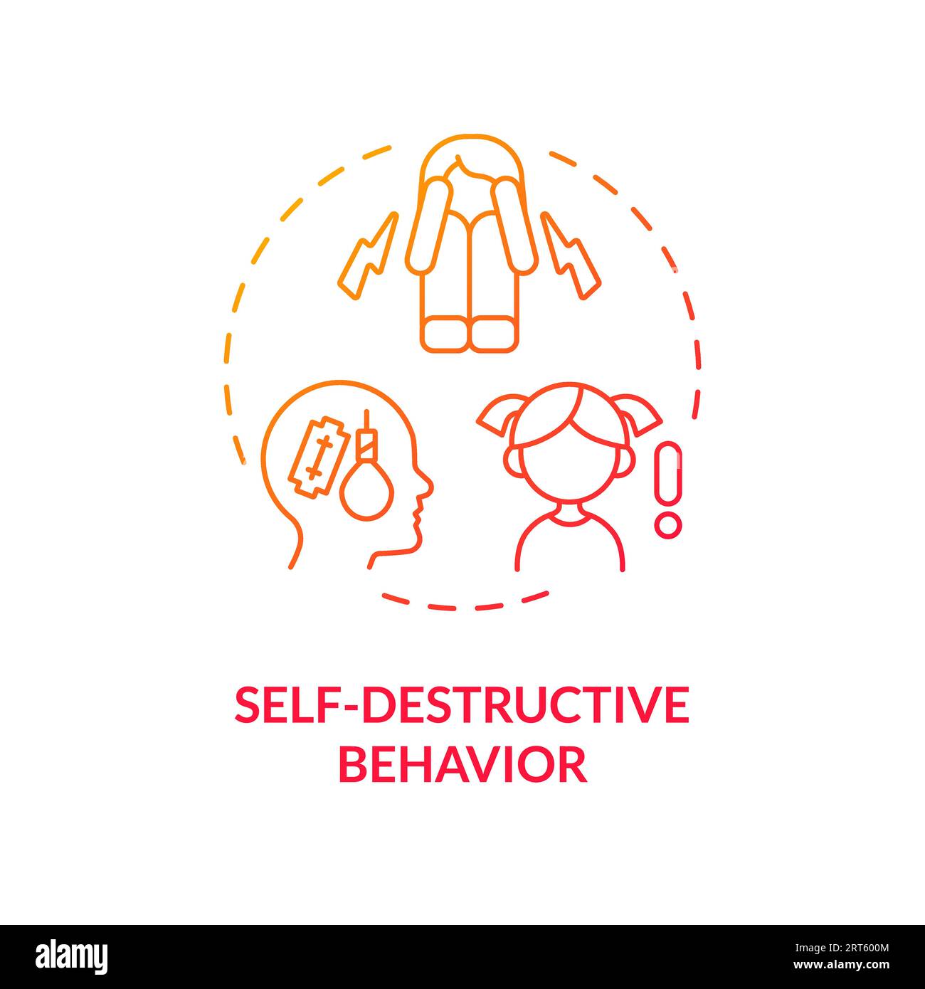 2D self destructive behavior gradient line icon concept Stock Vector