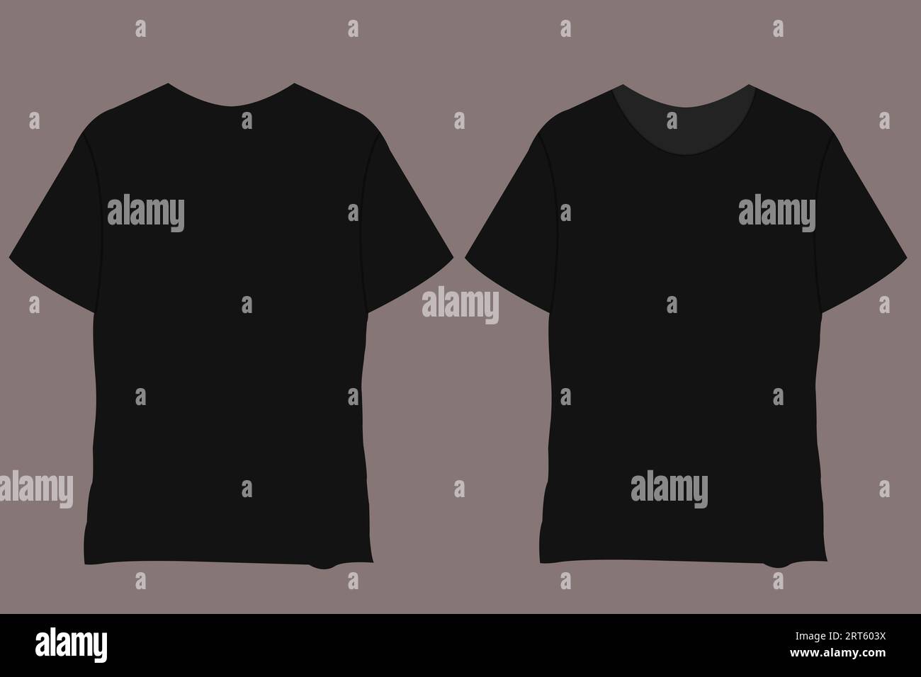 TShirt Mockup vector template. Blank Black T-Shirts Front view presentation for print. Men's black Mock-up Ready to replace design. Short sleeve casua Stock Vector