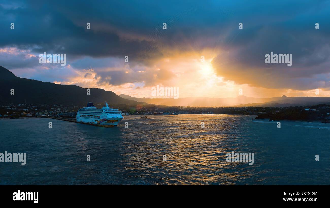 Cruise ship in Dominican Republic, Puerto Plata on a Caribbean cruise vacation. Stock Photo