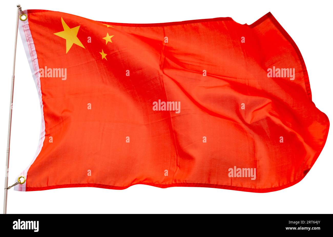 Flag of China waving on flagpole in wind Stock Photo