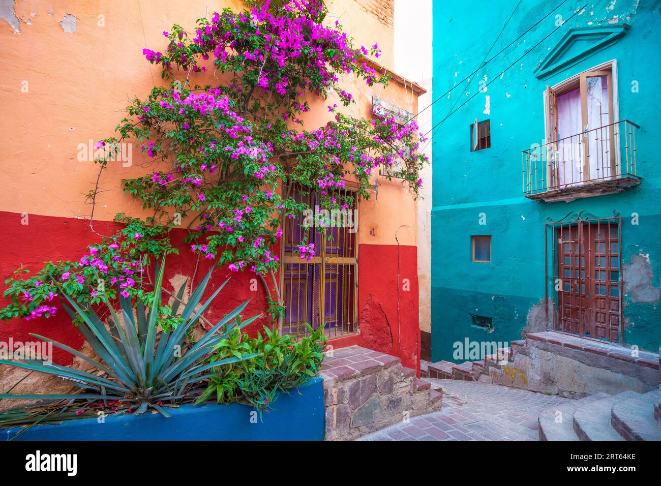 Guanajuato, Mexico, colorful colonial streets and architecture in Guanajuato historic center. Stock Photo