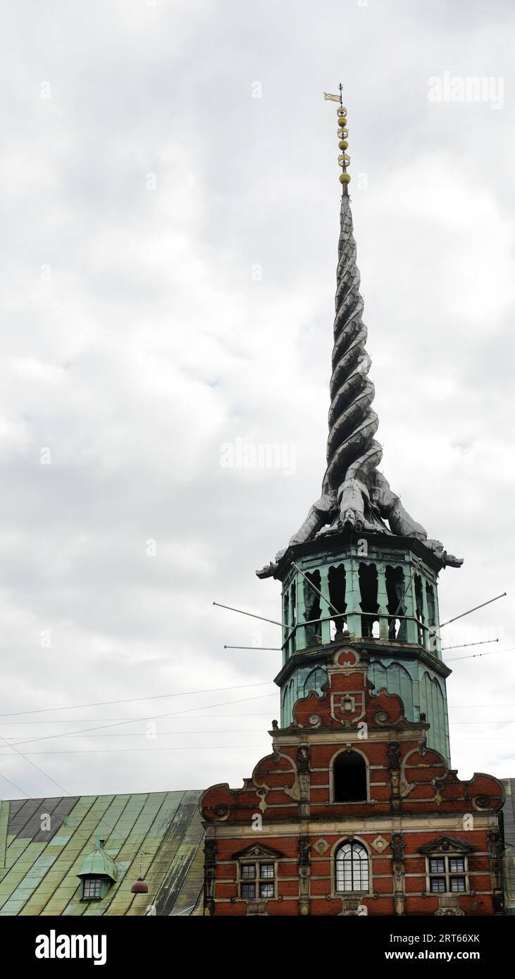 The Børsen is a 17th-century, waterfront building & former stock exchange with a striking spire. Stock Photo