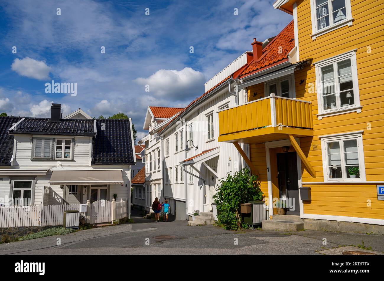 A residential part of the well kept and charming seaside town of Kragero on the south coast. Telemark, Norway. Stock Photo