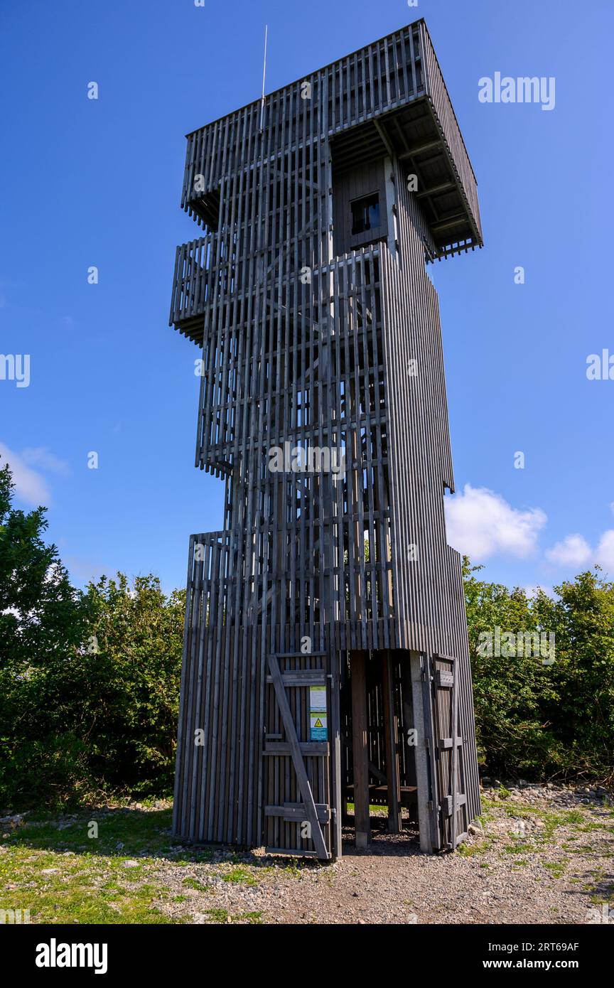 The Jomfruland Bird Station with its birdwatching tower on Jomfruland island, Telemark, Norway. Stock Photo