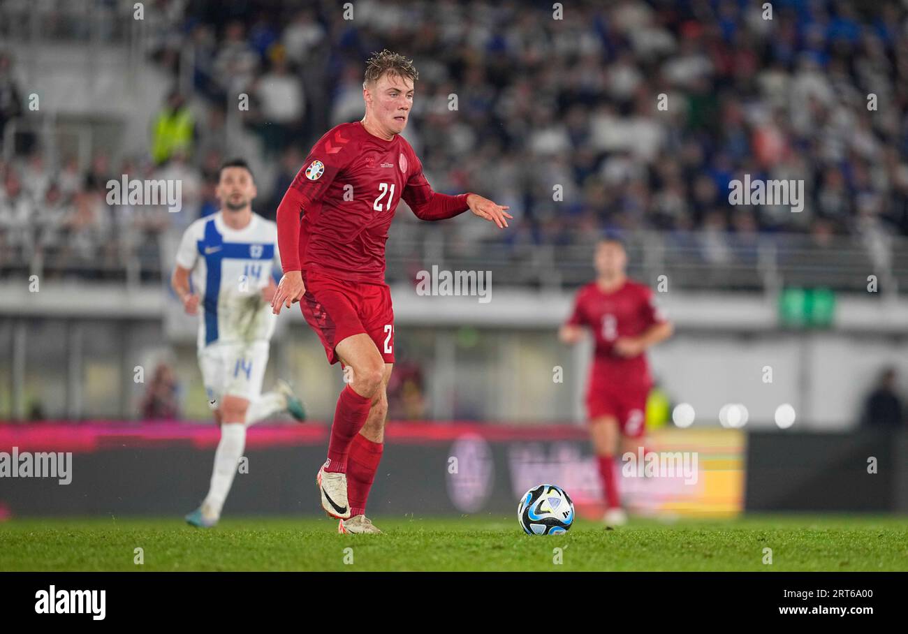 September 10 2023: Rasmus Højlund (Denmark) controls the ball during a ...