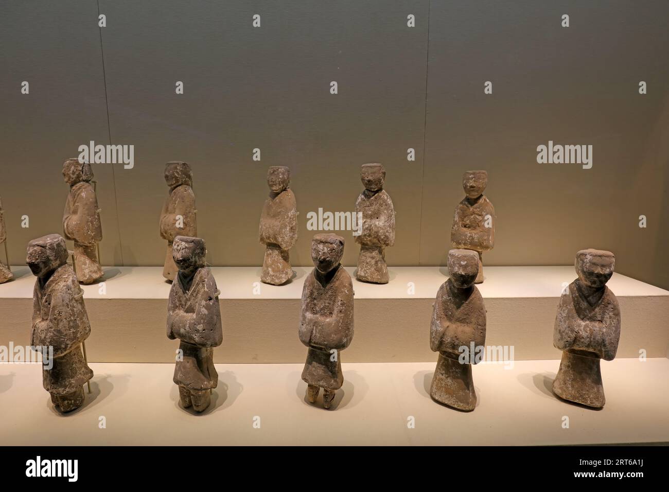 Chinese ancient ceramic figure sculpture, unearthed cultural relics Stock Photo
