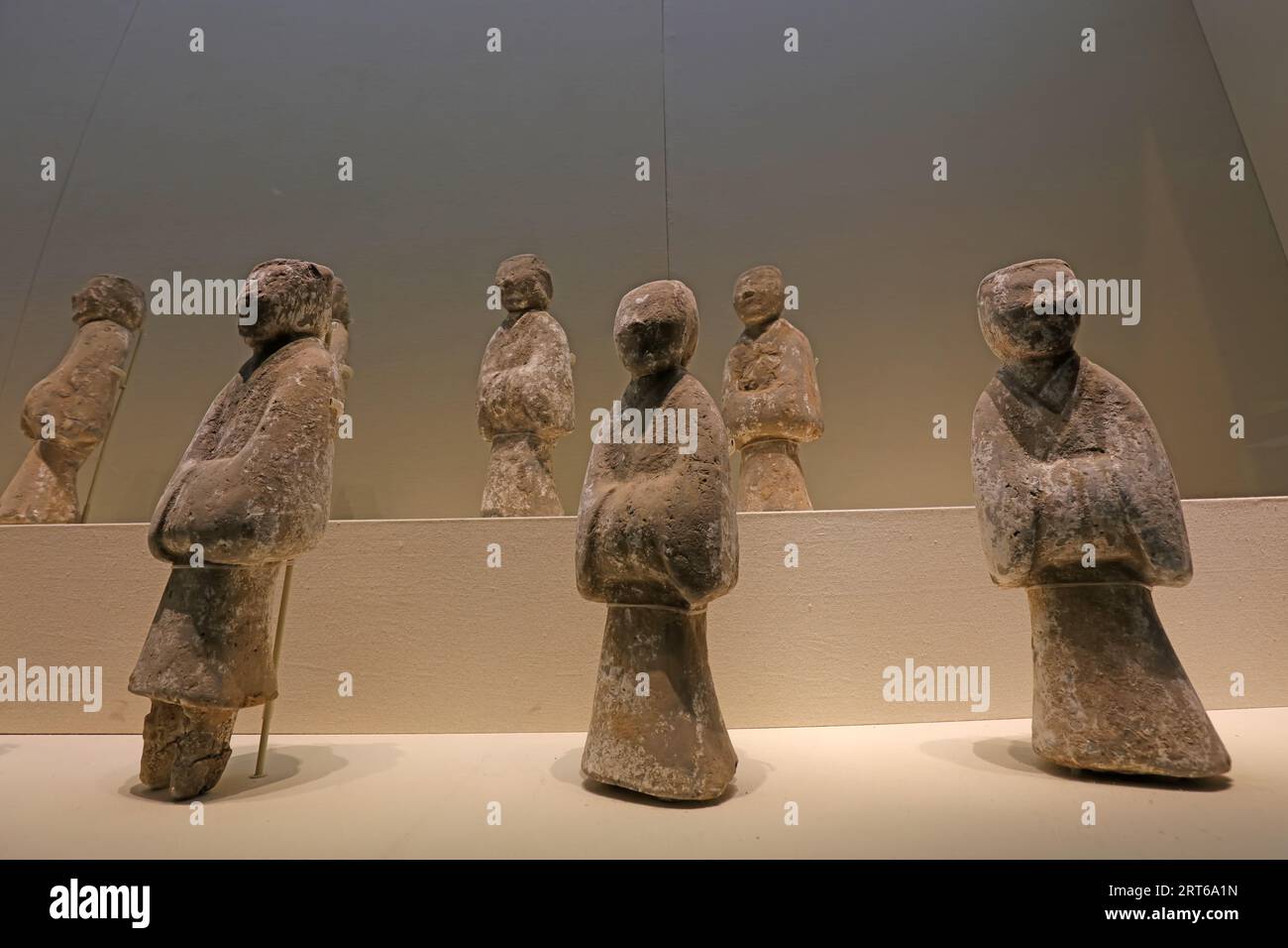 Chinese ancient ceramic figure sculpture, unearthed cultural relics Stock Photo