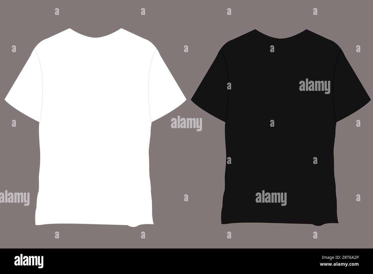 TShirt Mockup vector template. Blank Black and white T-Shirts Front view presentation for print. Men's white and black Mock-up Ready to replace design Stock Vector