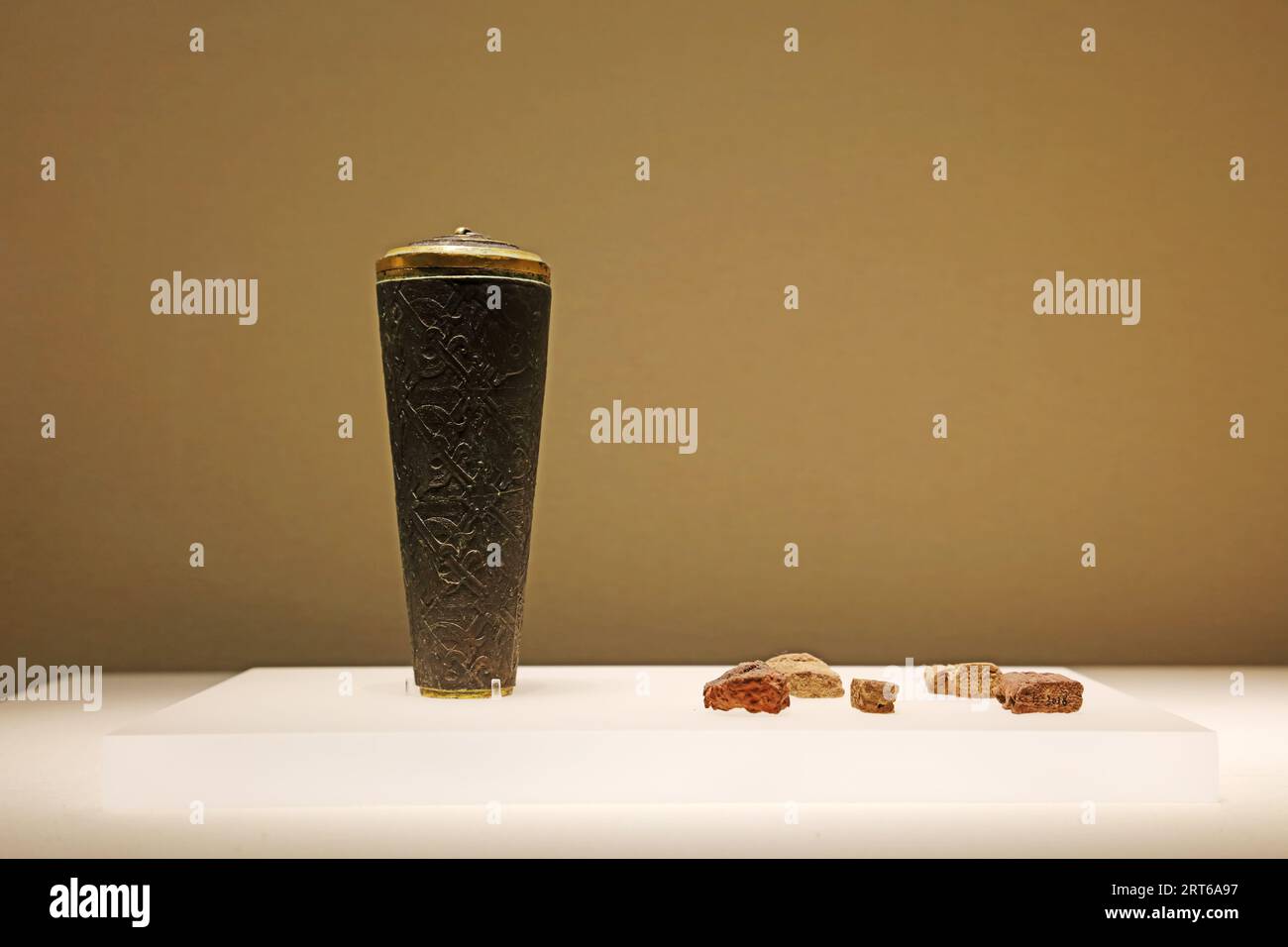 Ancient Chinese bronze utensils, unearthed cultural relics Stock Photo