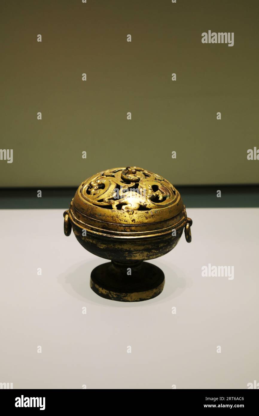 Ancient Chinese bronze utensils, unearthed cultural relics Stock Photo