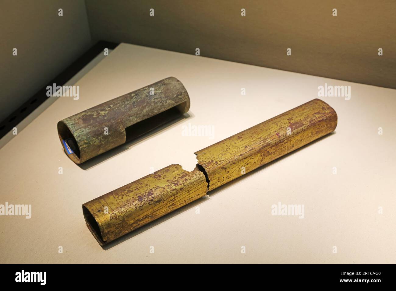 Ancient Chinese bronze utensils, unearthed cultural relics Stock Photo