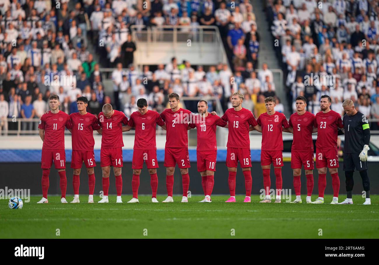 September 10 2023: . Danish team during a Group H EURO 2024 Qualification  game, Finland versus Denmark, at Olympic stadium, Helsinki, Finland. Kim  Price/CSM Stock Photo - Alamy